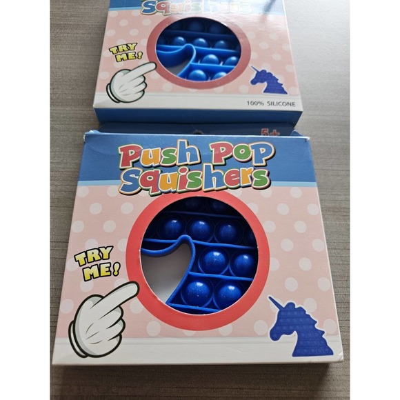 Push Pop Squishers (Lot Of 2) Unicorn Blue 5+ Stress Relief Toy Soft Relax - Picture 4 of 7